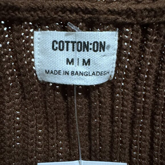 Cotton-On Womens Carnival Tie Front Cropped Cardi Sz M Mini Rib SS Trendy NWT - Picture 4 of 7